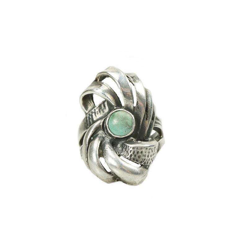 Vintage Retro Silver and Turquoise Ring