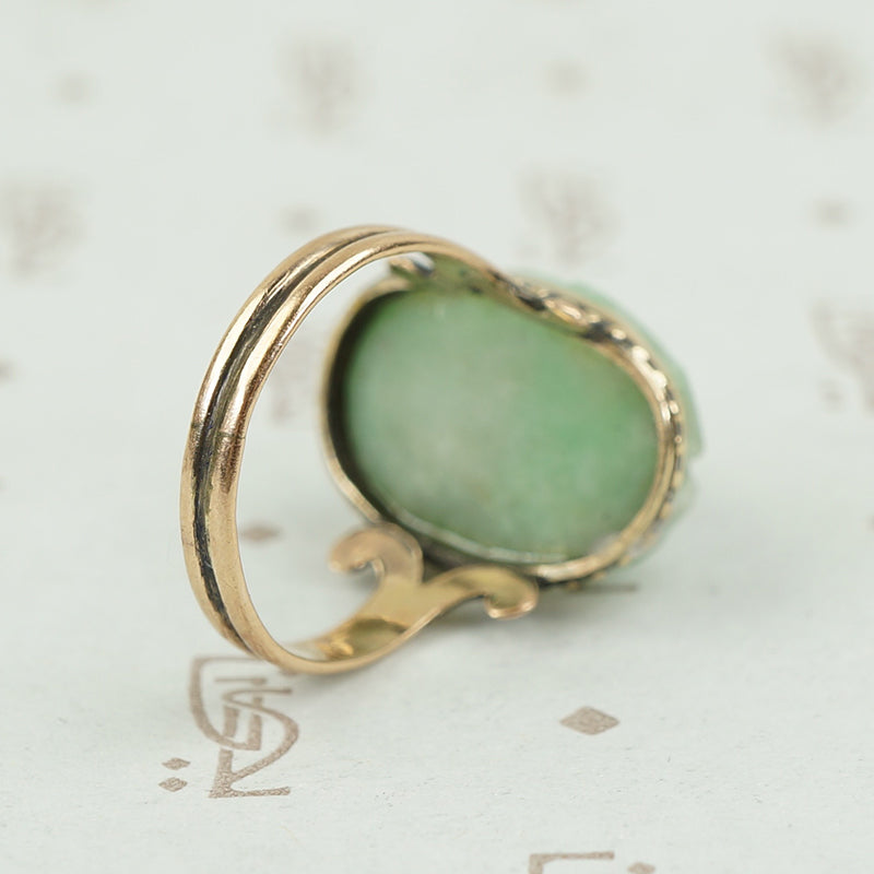 back view of jade scarab ring