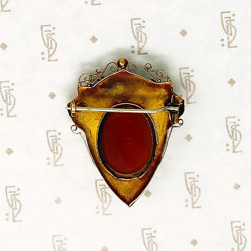 Hardstone Cameo in Rose Gold Brooch