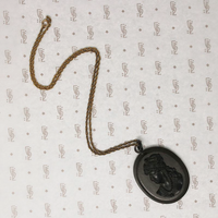 Exquisite Jet Cameo on Gutta Percha Pendant