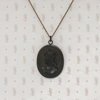 Exquisite Jet Cameo on Gutta Percha Pendant