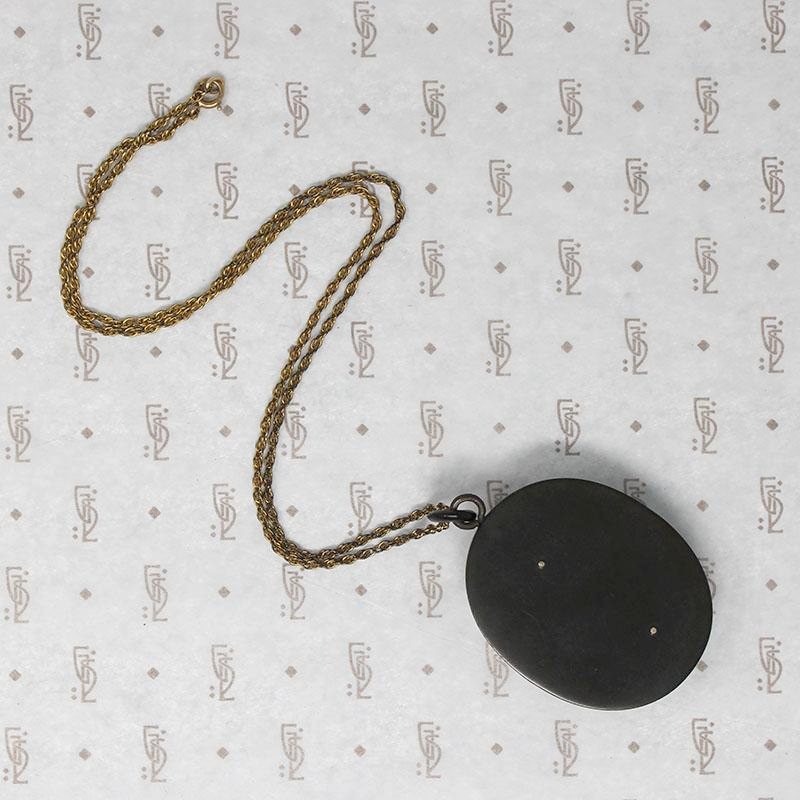 Exquisite Jet Cameo on Gutta Percha Pendant
