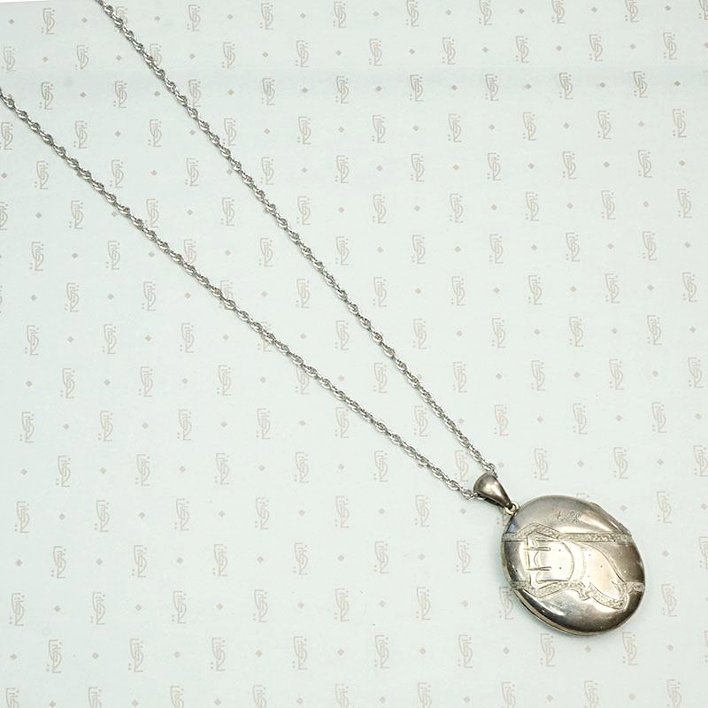 Buckle Engraved Silver Victorian Locket