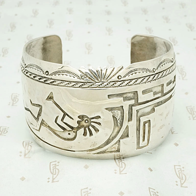 Kokopelli Dancer Vintage Navajo Sterling Silver Geomtric Bracelet Kokopelli Dancer Vintage Navajo Sterling Silver Geomtric Bracelet