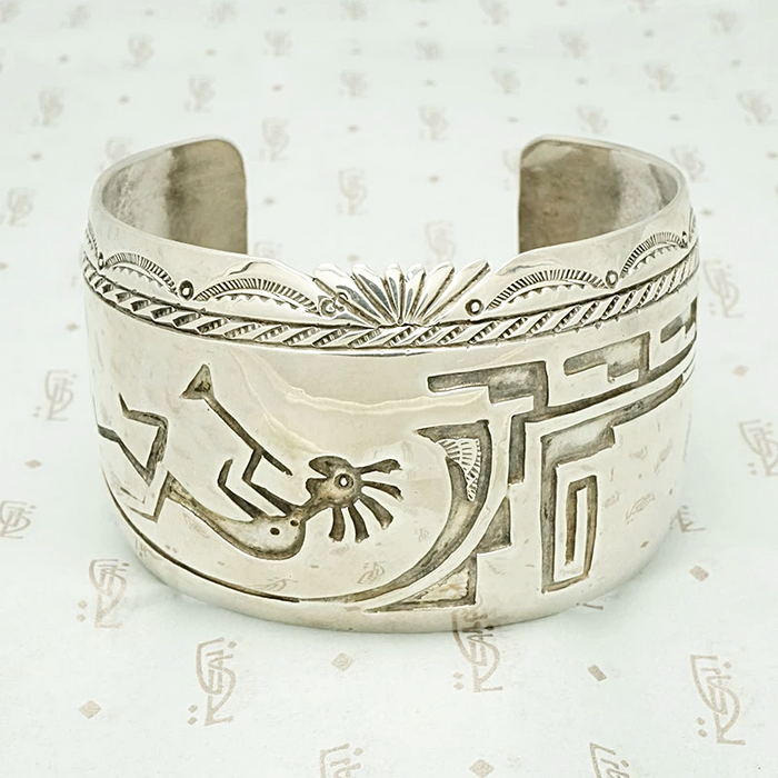 Wide Kokopelli Hopi Silver Cuff