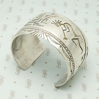 Wide Kokopelli Hopi Silver Cuff