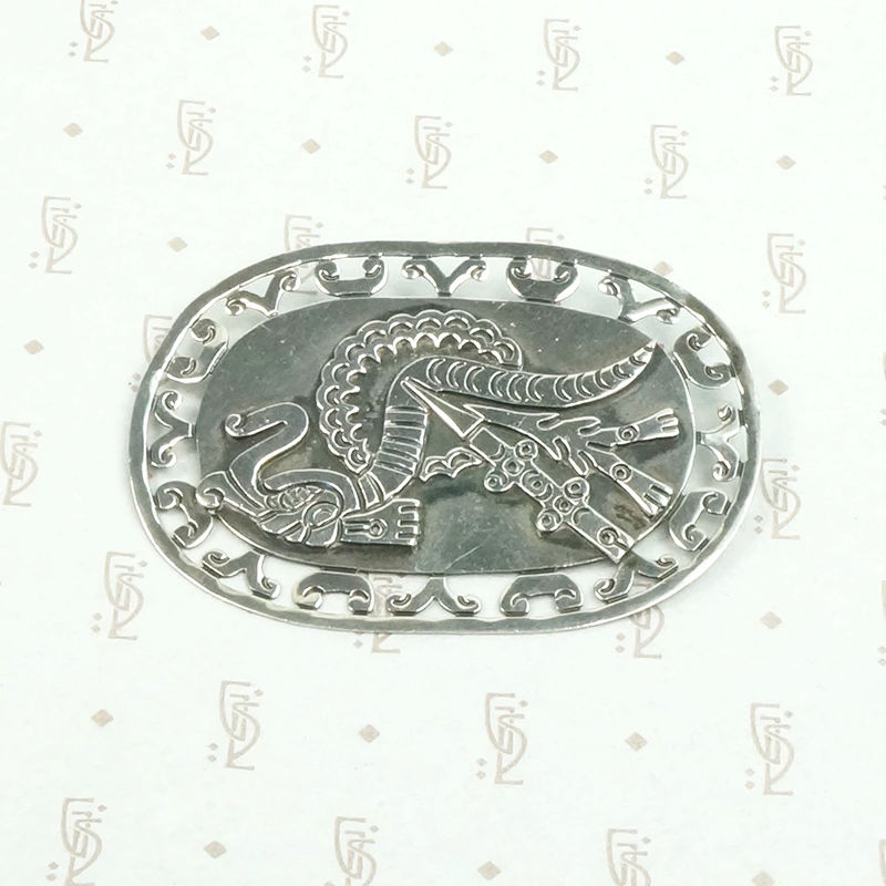 Feathered Serpent Brooch Signed Taxco
