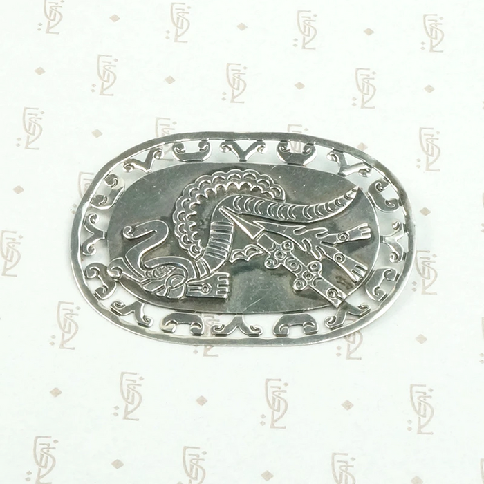 Feathered Serpent Brooch Signed Taxco