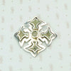 Stylized Taxco Cross Brooch with Green Stone Inlay 