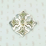 Stylized Taxco Cross Brooch with Green Stone Inlay 