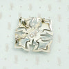 Stylized Taxco Cross Brooch with Green Stone Inlay 