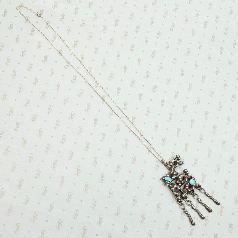 Fascinating Modernist Pendant in Silver & Turquoise