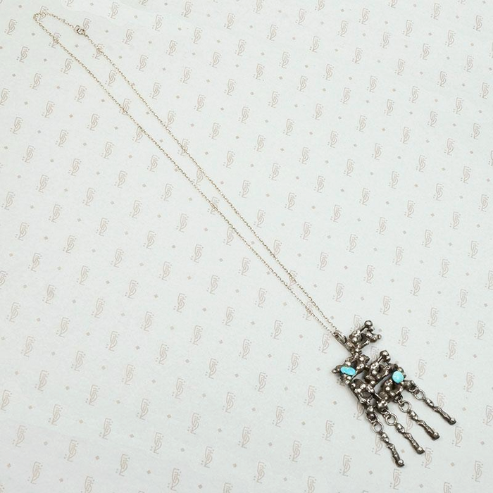 Fascinating Modernist Pendant in Silver & Turquoise