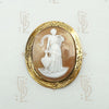 Veiled Woman & Urn Victorian Brooch in Engraved Gold