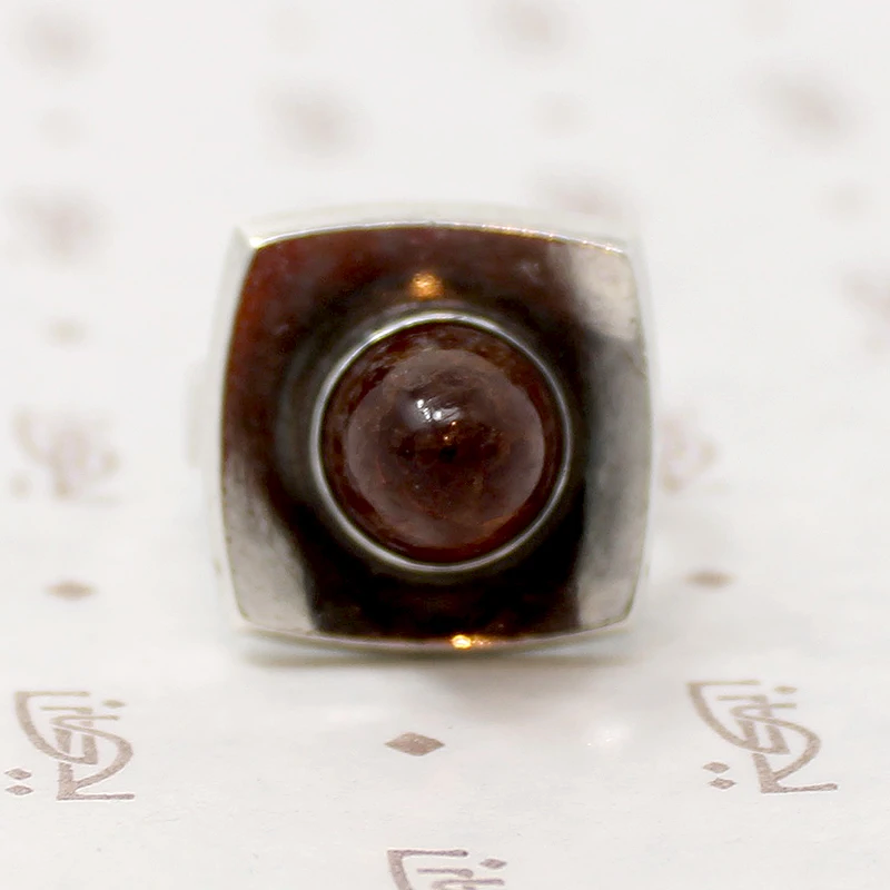 Danish Modern Sterling & Amber Ring by N.E. From
