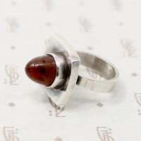 Danish Modern Sterling & Amber Ring by N.E. From