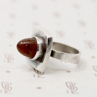 Danish Modern Sterling & Amber Ring by N.E. From