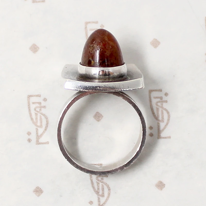 Danish Modern Sterling & Amber Ring by N.E. From