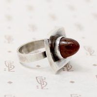 Danish Modern Sterling & Amber Ring by N.E. From