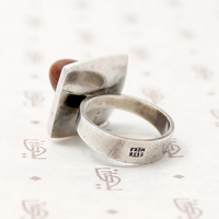 Danish Modern Sterling & Amber Ring by N.E. From