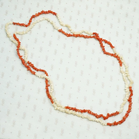 Antique Red & White Branch Coral Bead Necklace
