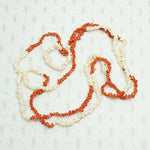 Antique Red & White Branch Coral Bead Necklace