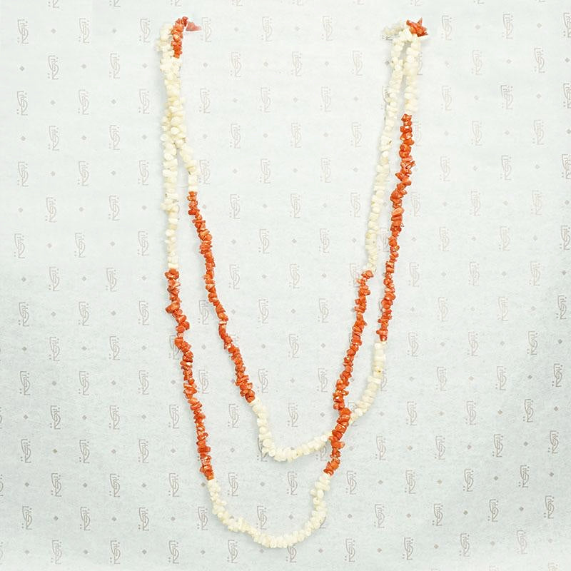Antique Red & White Branch Coral Bead Necklace