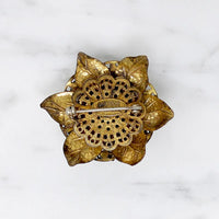 Miriam Haskell Brass Filigree Flower Brooch