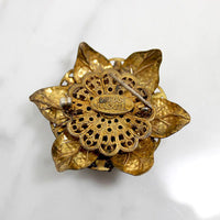 Miriam Haskell Brass Filigree Flower Brooch
