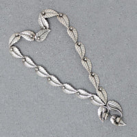 Danish Modern Silver Leaf & Flower Necklace