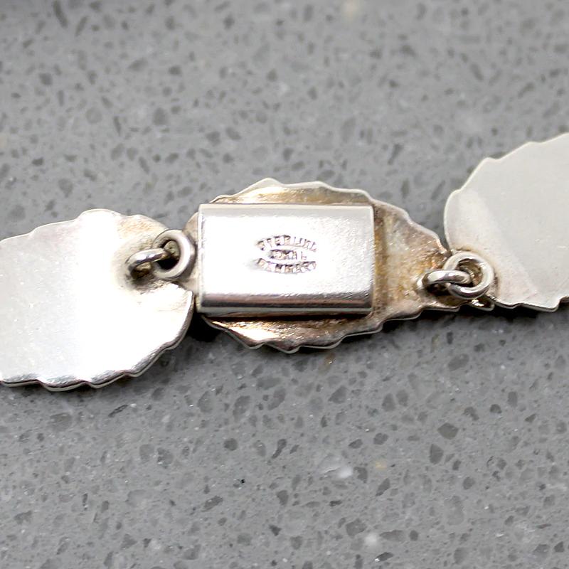 Danish Modern Silver Leaf & Flower Necklace