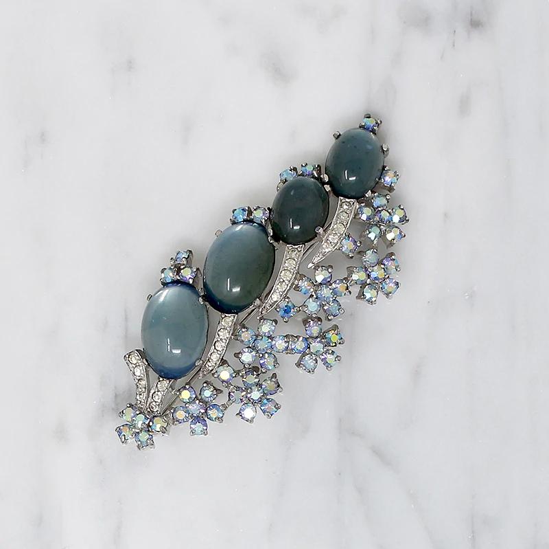 Iridescent Blue Jomaz 1940s Brooch