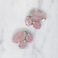 Pretty Pastel Pink Glass Leaf Jomaz Earrings