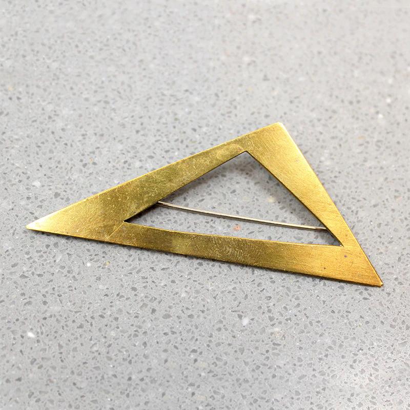 Two Triangles Brass Brooch by Peggy Miller