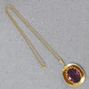 Modernist Gold Tone Necklace with Purple Glass
