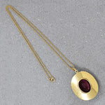 Modernist Gold Tone Necklace with Purple Glass
