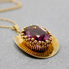 Modernist Gold Tone Necklace with Purple Glass