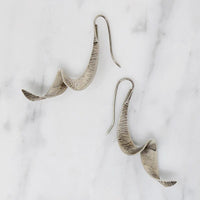 Modernist Rippling Ribbon Sterling Earrings