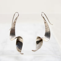 Modernist Rippling Ribbon Sterling Earrings