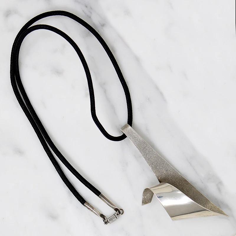Modernist Rippling Ribbon Sterling Silver Pendant