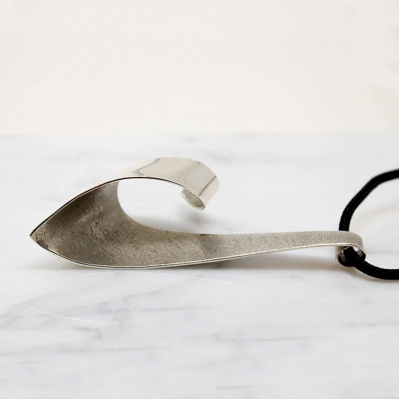 Modernist Rippling Ribbon Sterling Silver Pendant