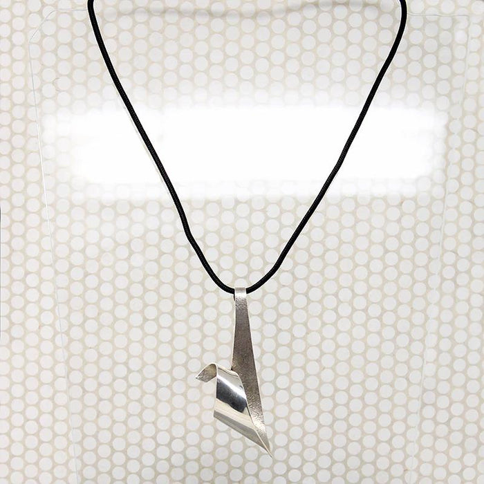 Modernist Rippling Ribbon Sterling Silver Pendant