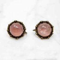 Blushing Rose Quartz Silver Framed Earrings