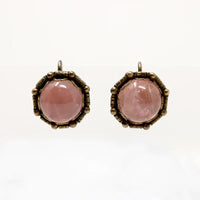 Blushing Rose Quartz Silver Framed Earrings