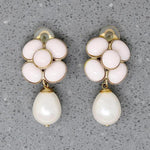 Romantic Powder-Pink & Pearl Flower Earrings