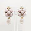 Romantic Powder-Pink & Pearl Flower Earrings