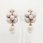 Romantic Powder-Pink & Pearl Flower Earrings