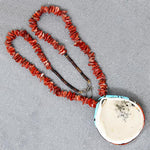 Pueblo Inlay Shell Pendant on Shell Tab Necklace