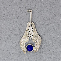 Tactile Brutalist Lapis in Silver Tone Pendant