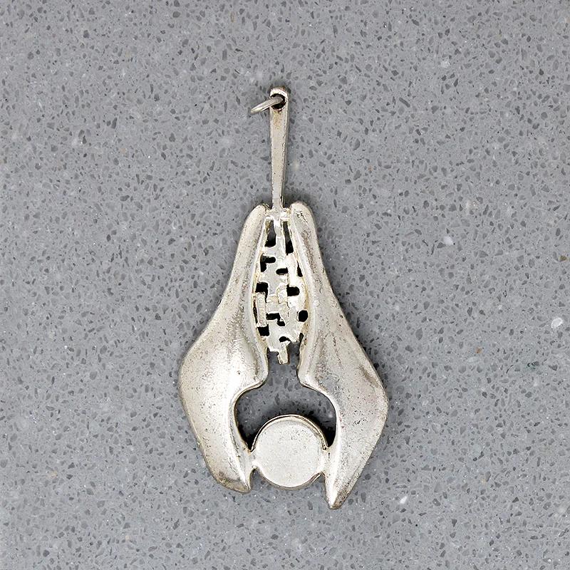 Tactile Brutalist Lapis in Silver Tone Pendant
